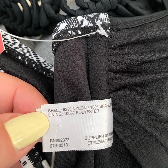 Arizona Aztec Flutter Strappy Back Bikini Top women’s size L Black White - Picture 7 of 8